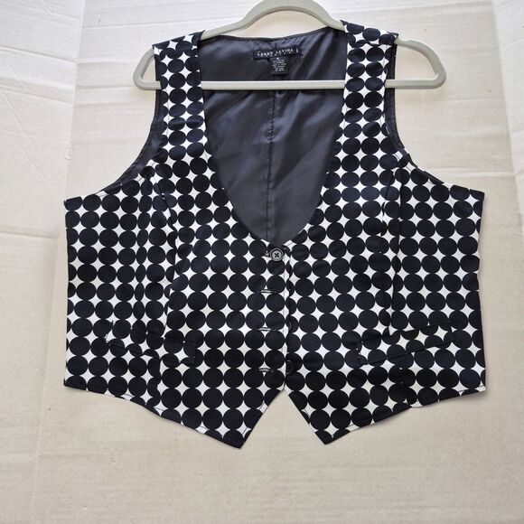 Larry Levine Stretch XL Black & White Sleeveless Vest, Button up Front & Back. - Picture 1 of 4